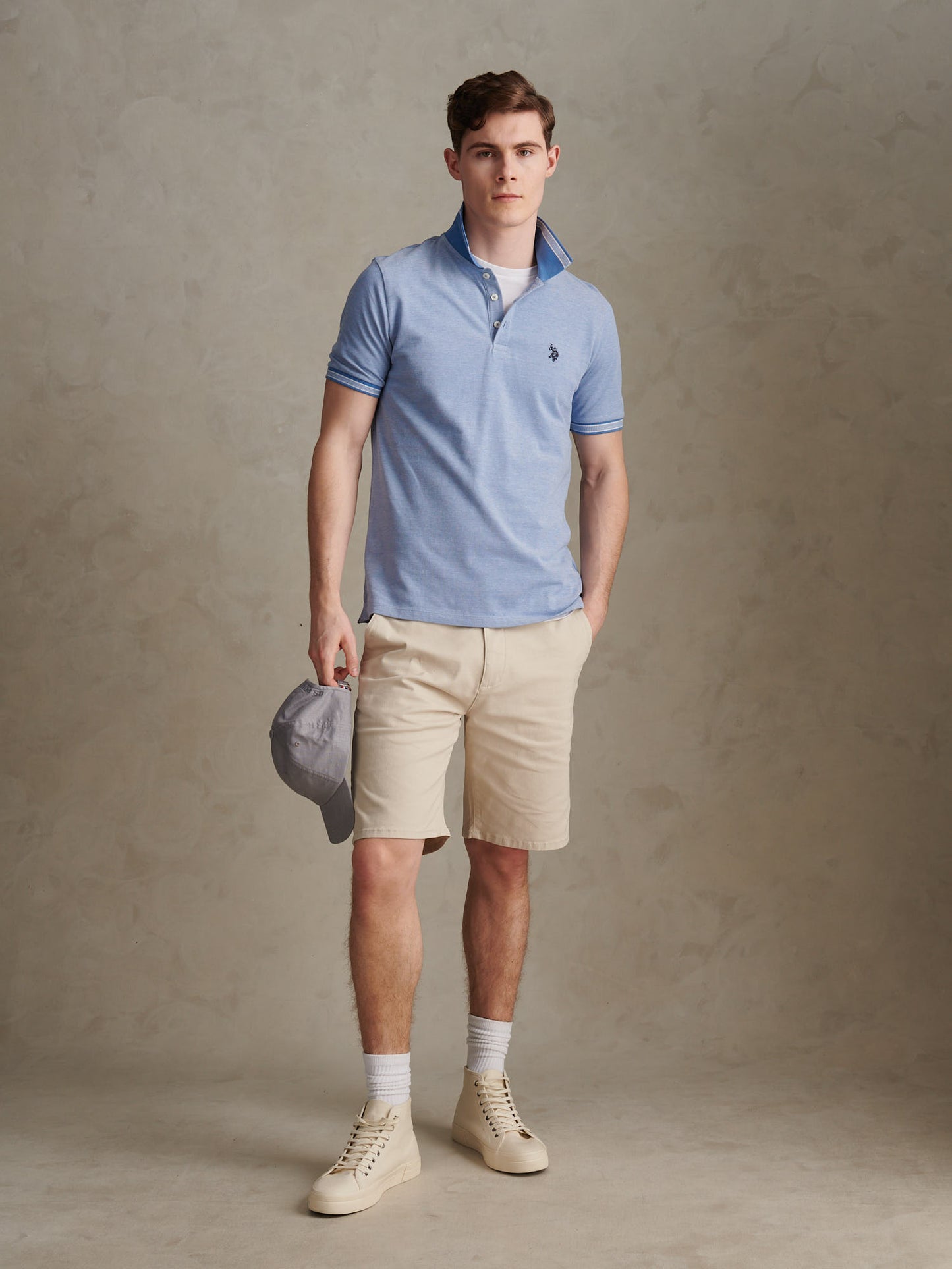 Mens Two Tone Tipped Pique Polo Shirt Riviera