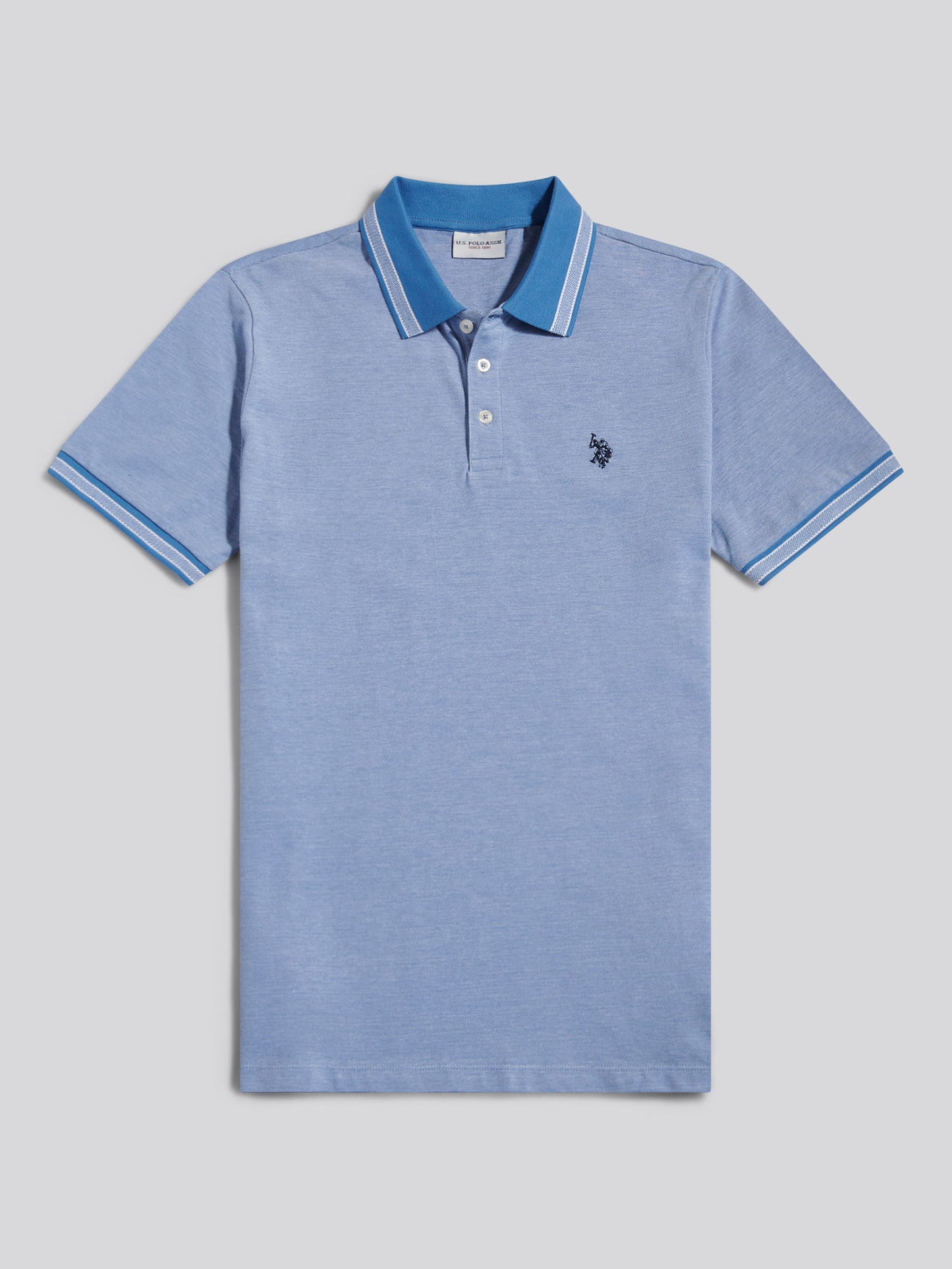 Mens Two Tone Tipped Pique Polo Shirt Riviera