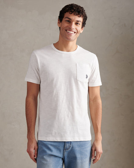 Mens Slub Pocket T-Shirt Bright White