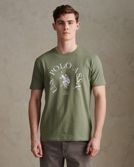 Mens Minimal Circle Print T-Shirt Sea Spray