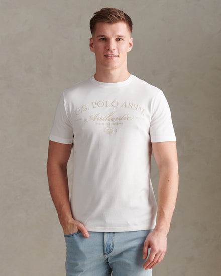 Mens Arch Script Graphic T-Shirt Bright White