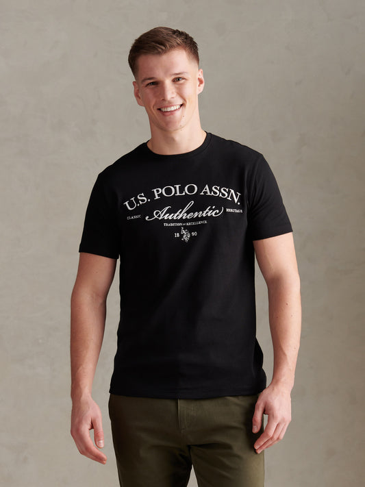 Mens Arch Script Graphic T-Shirt Black