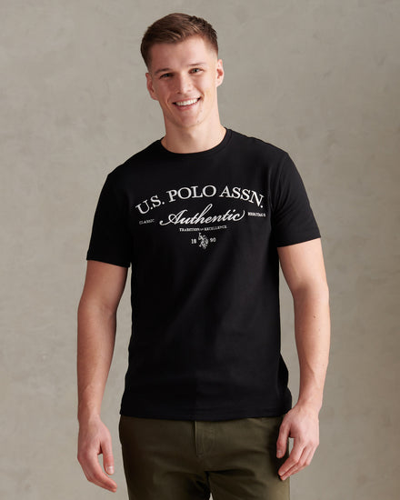 Mens Arch Script Graphic T-Shirt Black