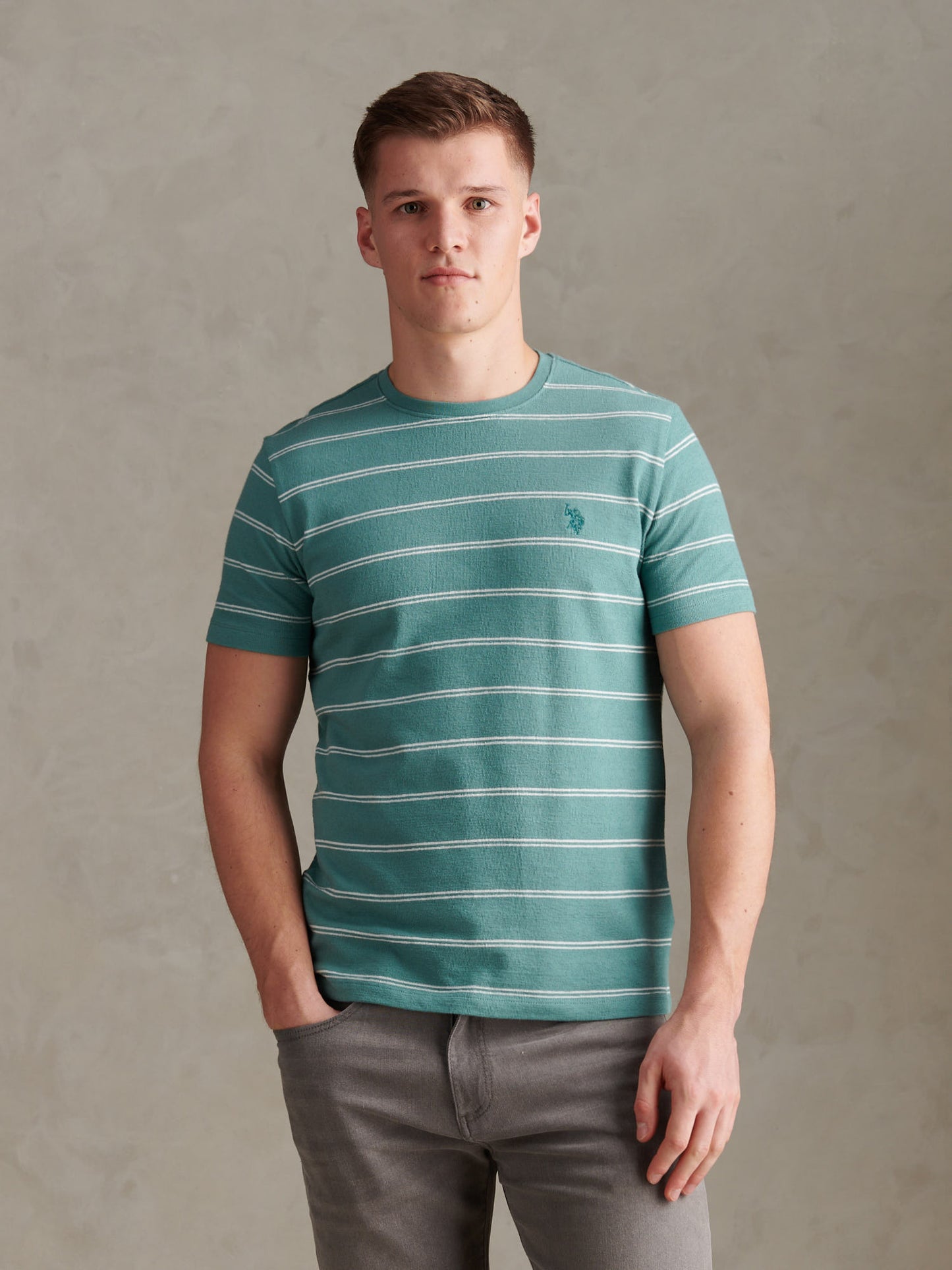 Mens Terry Stripe T-Shirt Arctic