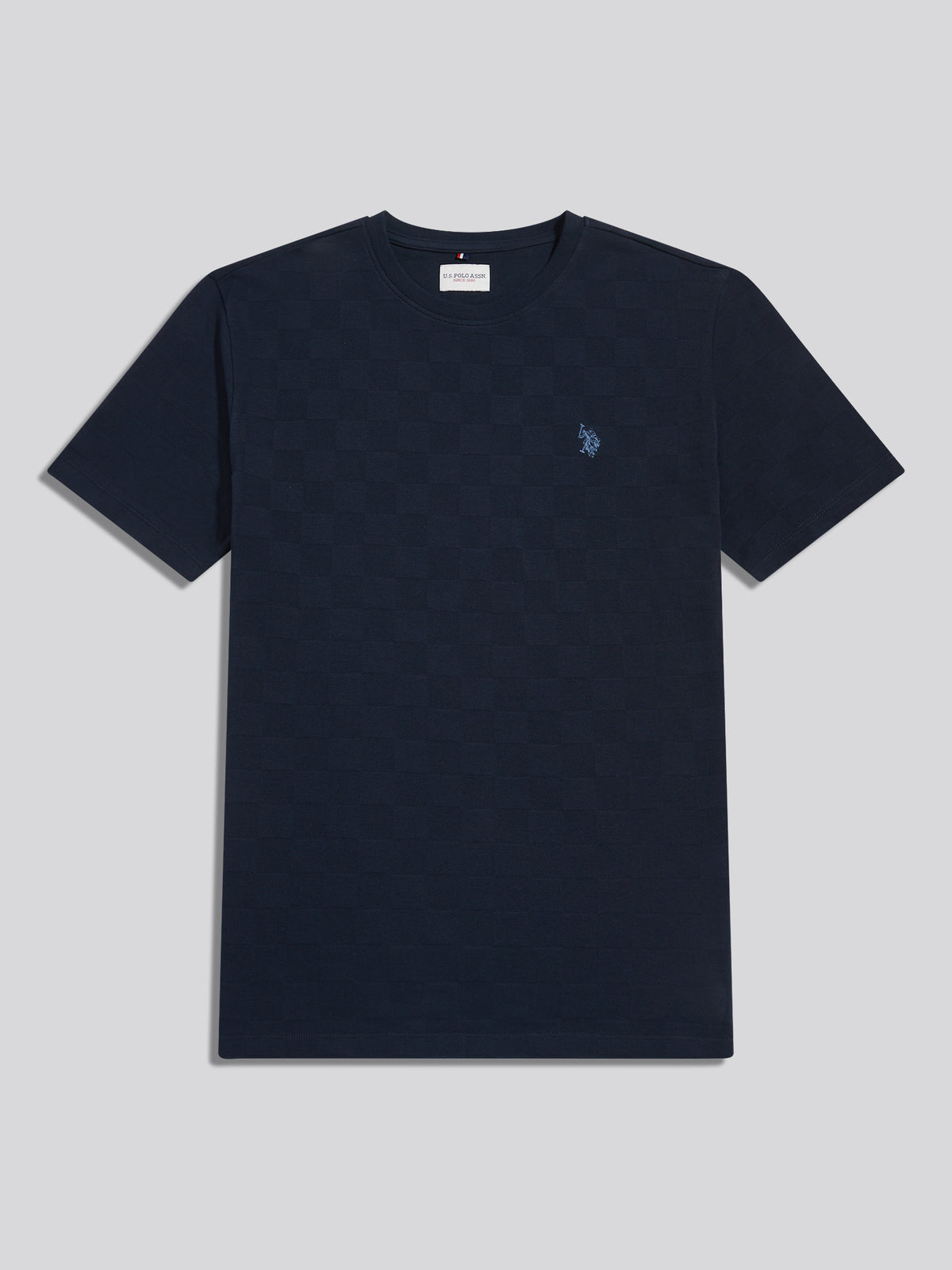 Mens Enlarged Square Texture T-Shirt Dark Sapphire Navy / Moonlight Blue DHM
