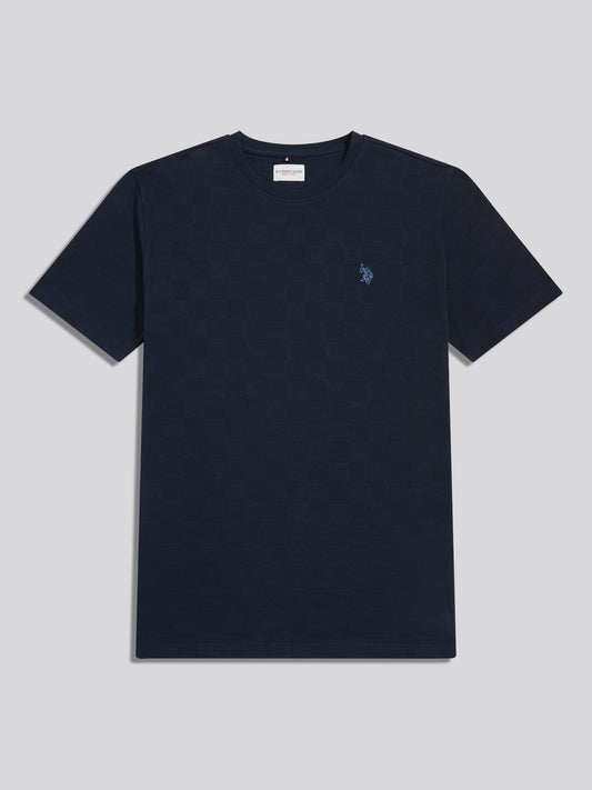 Mens Enlarged Square Texture T-Shirt Dark Sapphire Navy / Moonlight Blue DHM