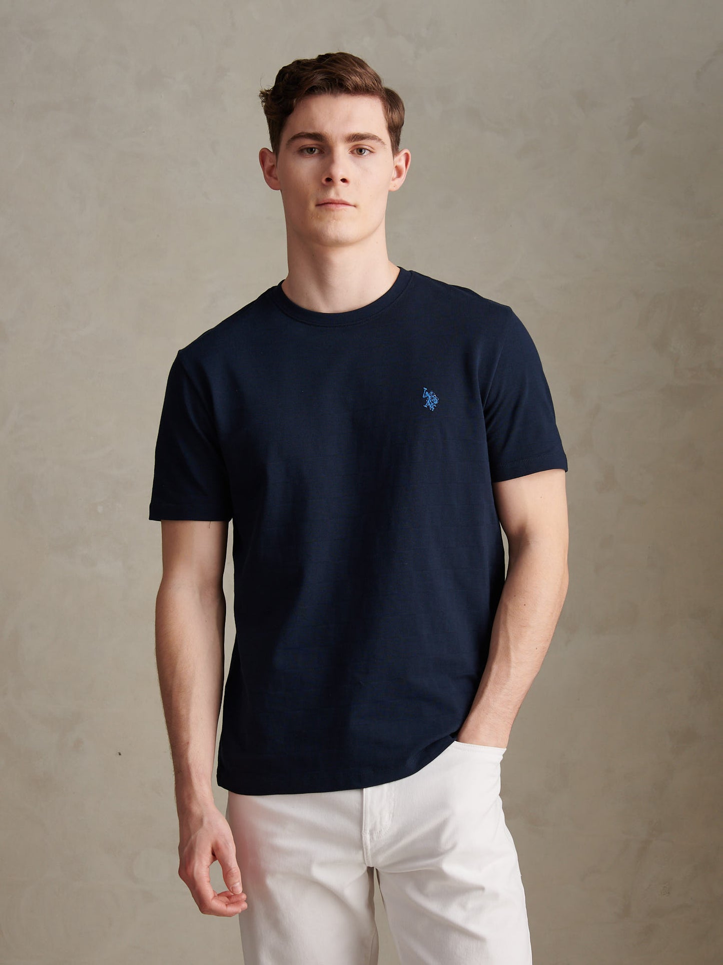 Mens Enlarged Square Texture T-Shirt Dark Sapphire Navy