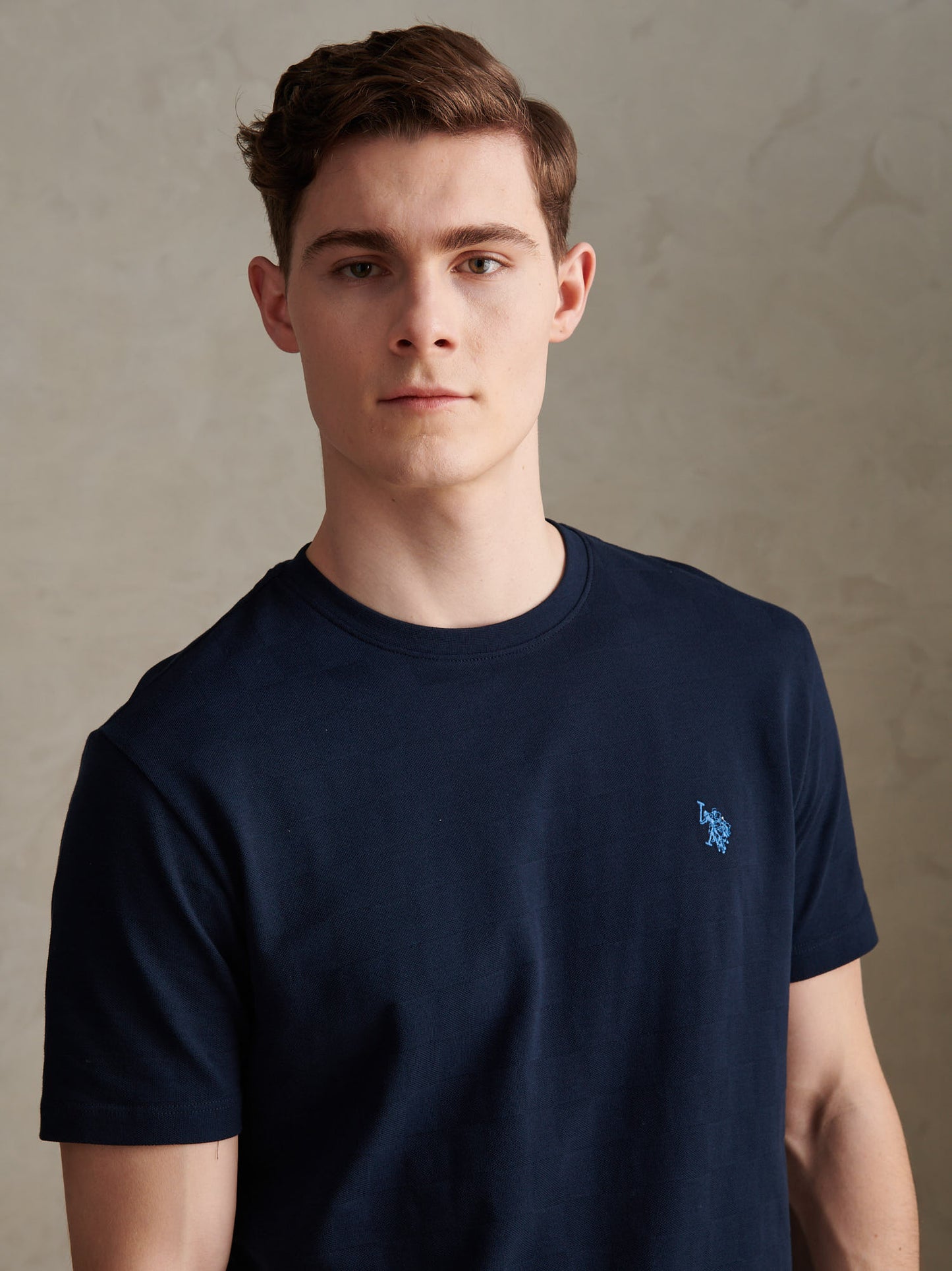 Mens Enlarged Square Texture T-Shirt Dark Sapphire Navy