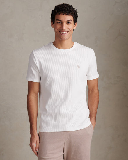 Mens Rib Texture T-Shirt Bright White