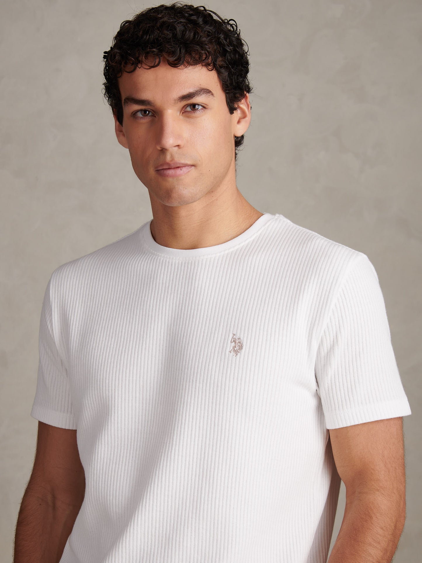 Mens Rib Texture T-Shirt Bright White