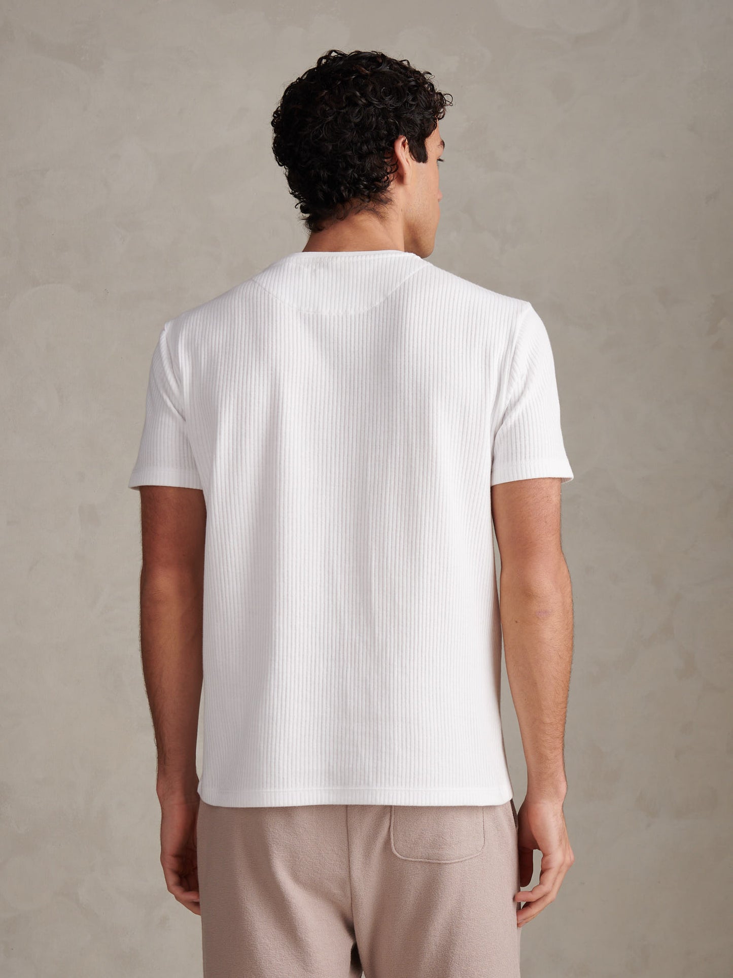 Mens Rib Texture T-Shirt Bright White