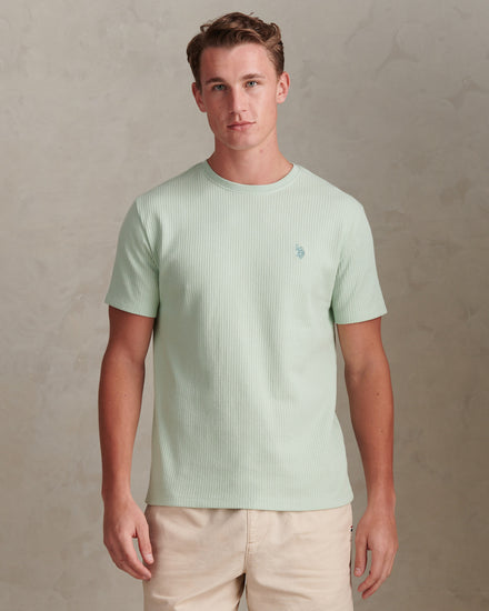 Mens Rib Texture T-Shirt Aqua Foam