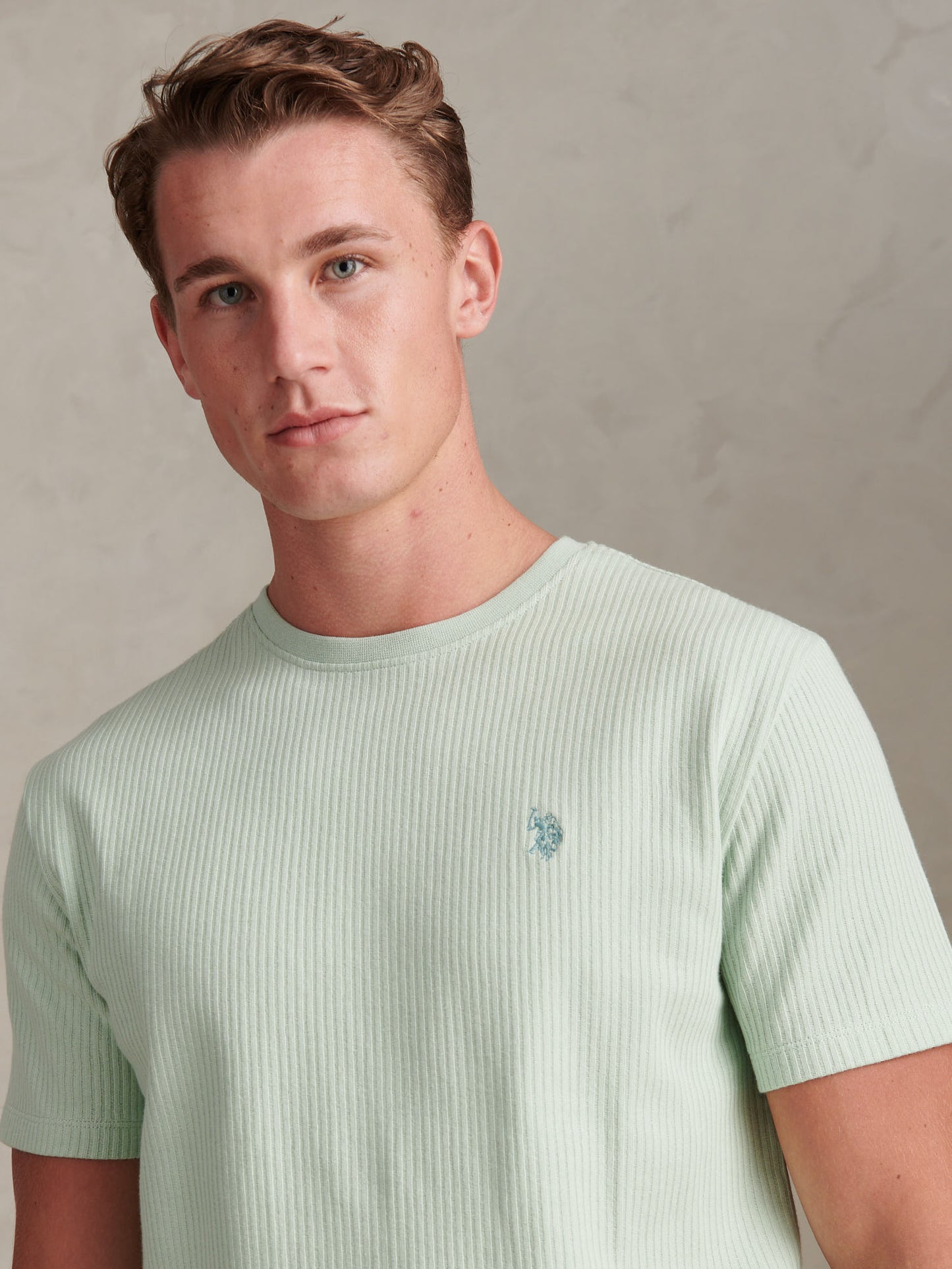 Mens Rib Texture T-Shirt Aqua Foam