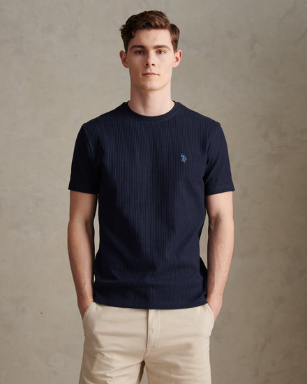 Mens Rib Texture T-Shirt Dark Sapphire Navy