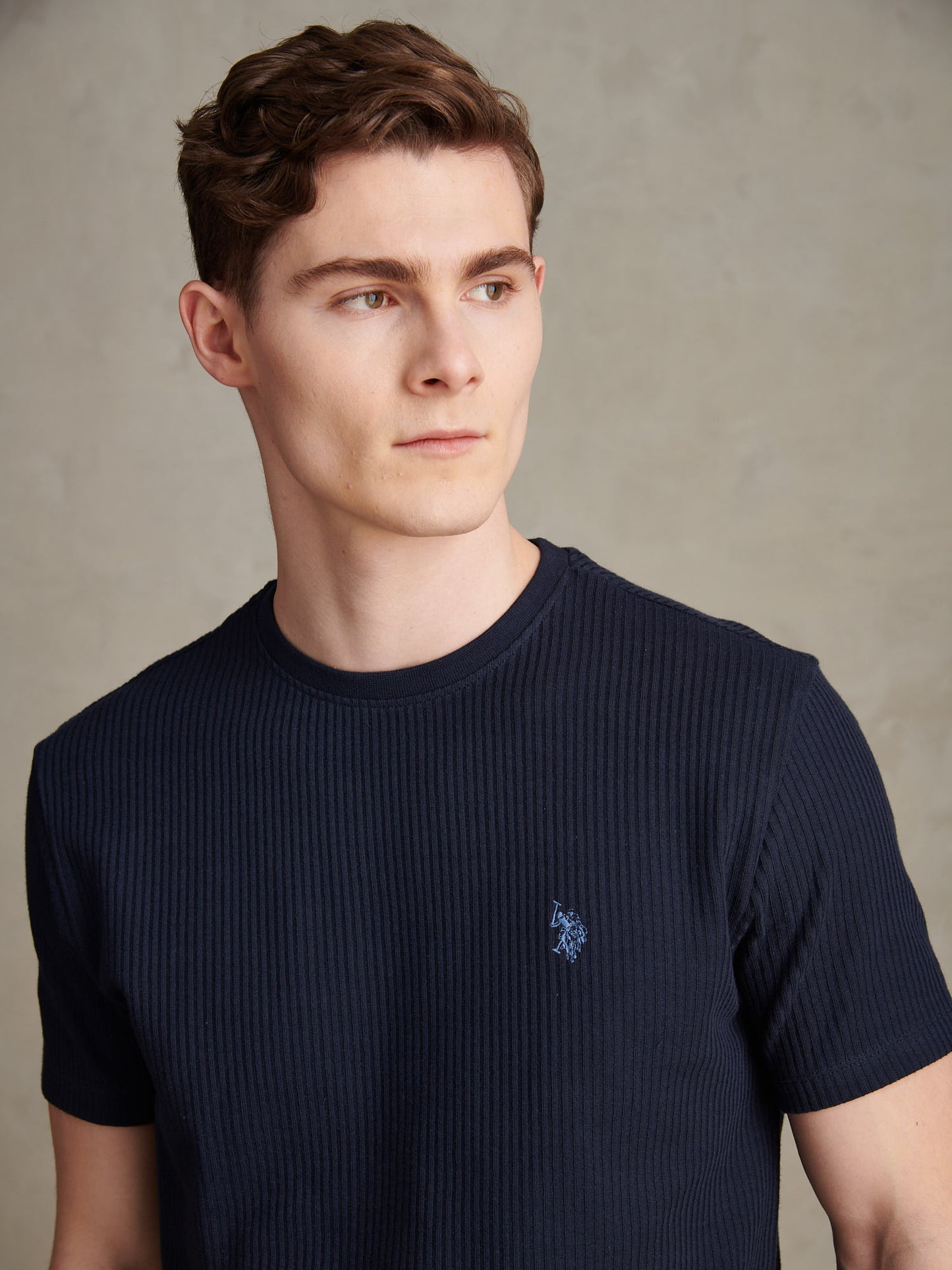 Mens Rib Texture T-Shirt Dark Sapphire Navy