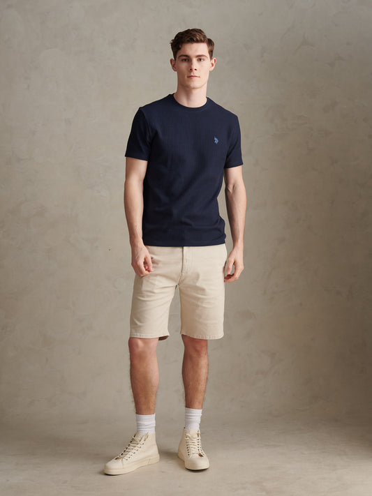 Mens Rib Texture T-Shirt Dark Sapphire Navy