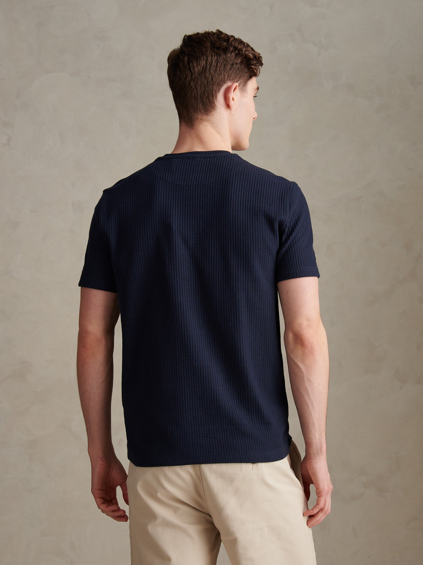 Mens Rib Texture T-Shirt Dark Sapphire Navy