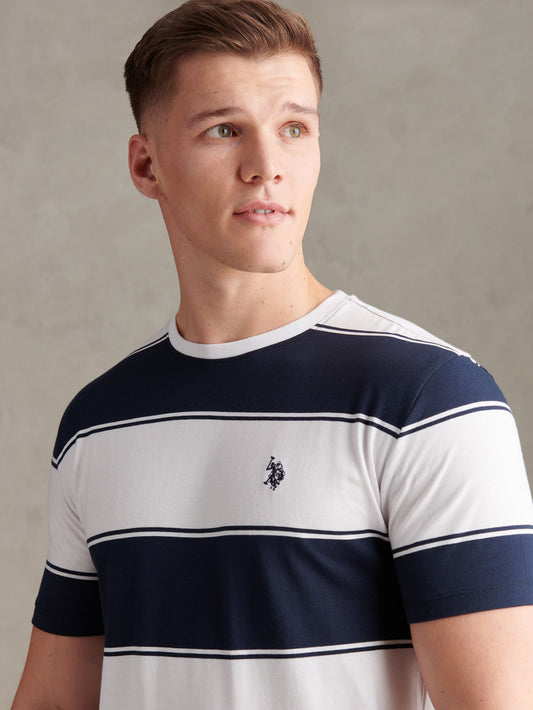 Mens Wide Stripe T-Shirt Dark Sapphire Navy