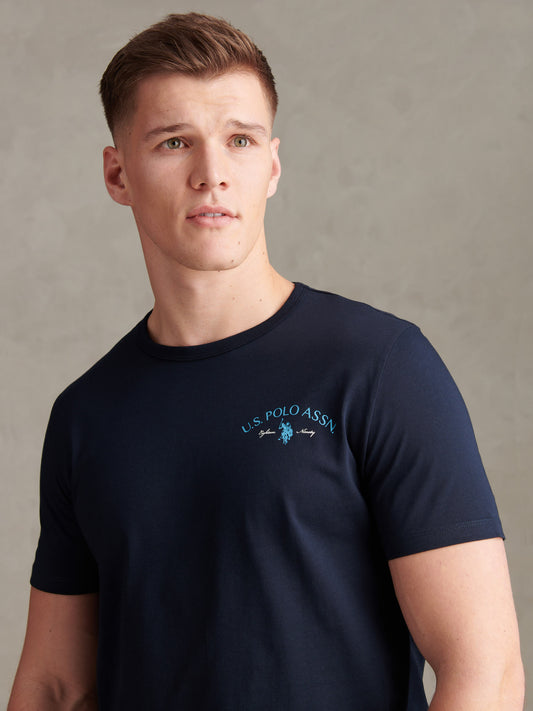 Mens Spirit Of Sport Back Graphic T-Shirt Dark Sapphire Navy