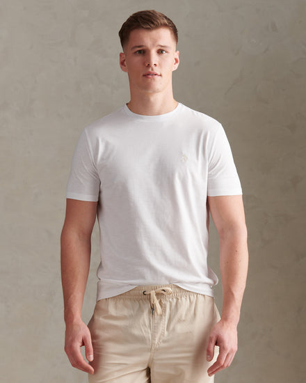 Mens Subtle Texture Double Horsemen T-Shirt Bright White