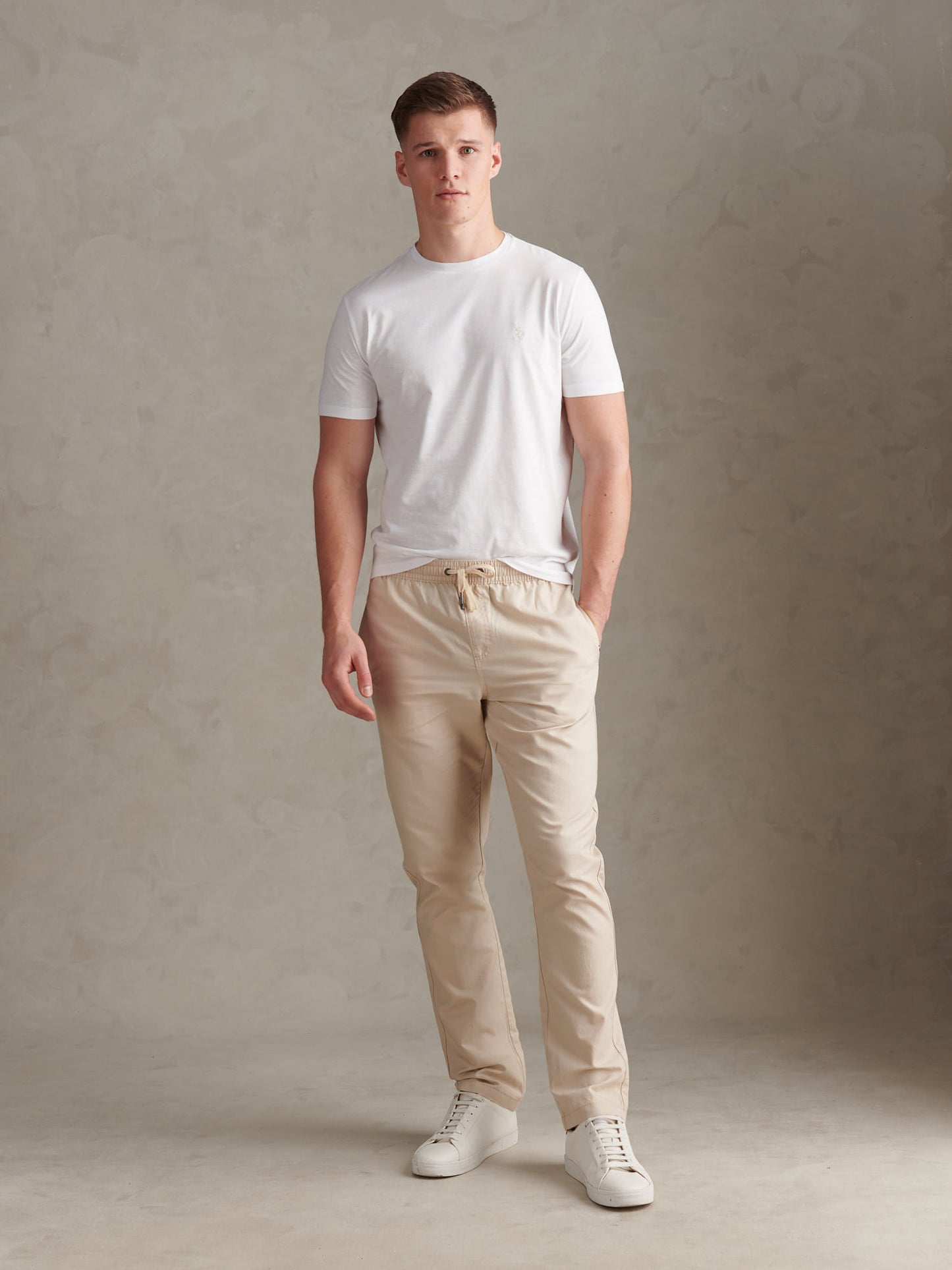 Mens Subtle Texture Double Horsemen T-Shirt Bright White