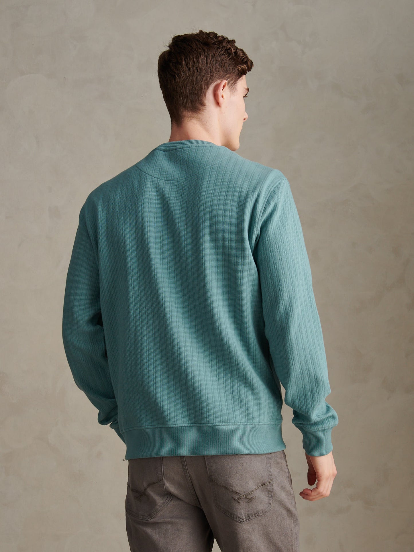 Mens Vertical Texture Double Horsemen Sweatshirt Arctic