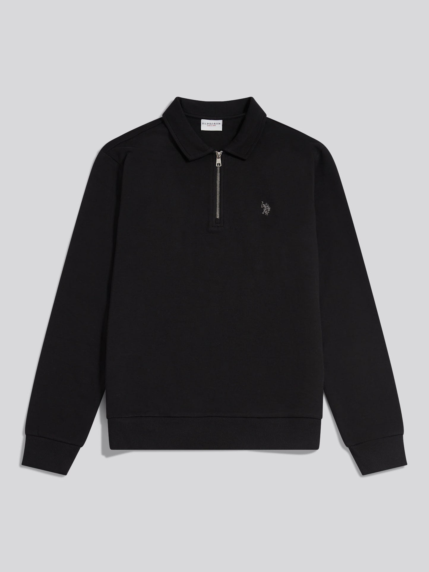 Mens Loopback Zip Polo Sweatshirt Black