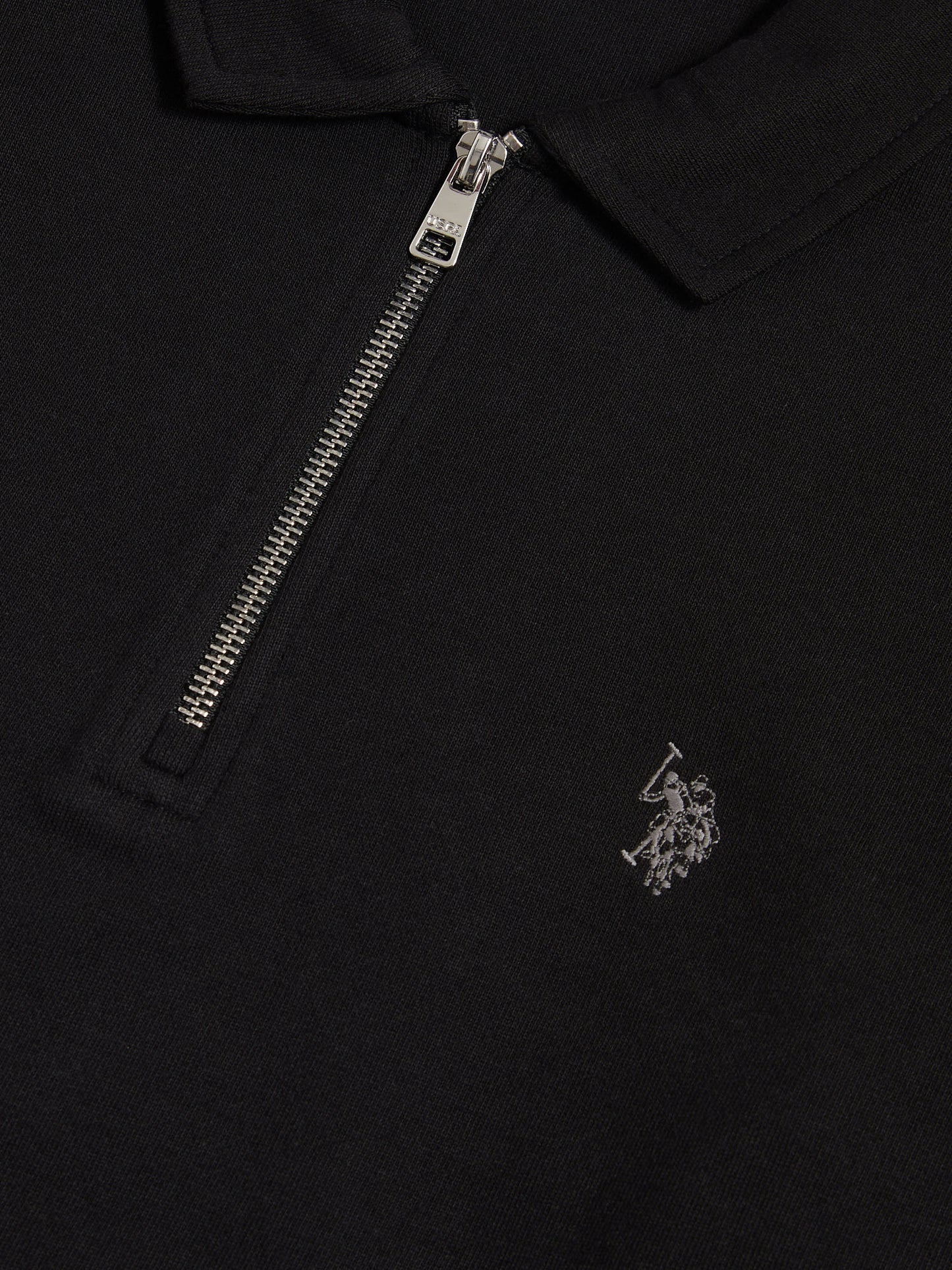 Mens Loopback Zip Polo Sweatshirt Black