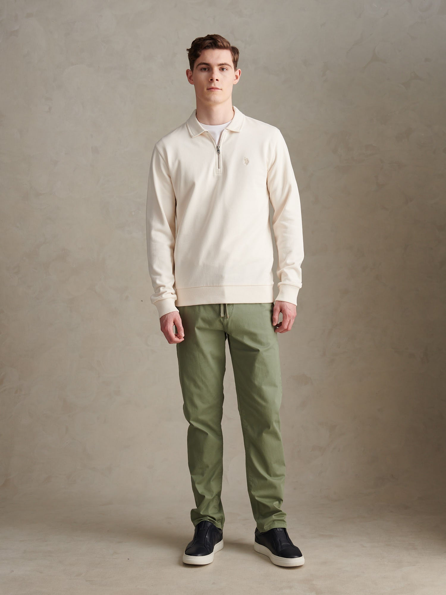 Mens Loopback Zip Polo Sweatshirt Whisper White – U.S. Polo Assn. UK