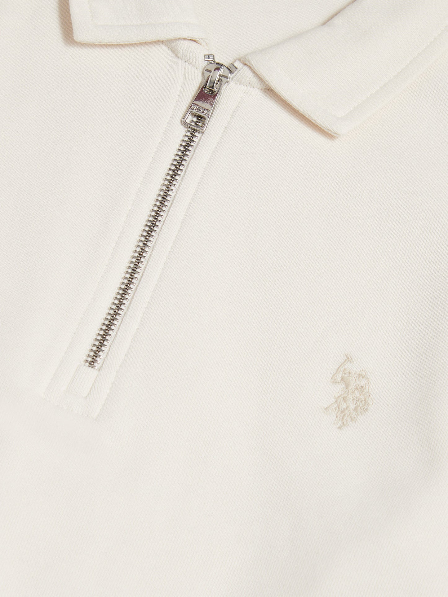 Mens Loopback Zip Polo Sweatshirt Whisper White