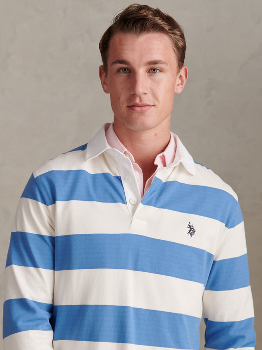 Mens Classic Stripe Rugby Shirt Whisper White