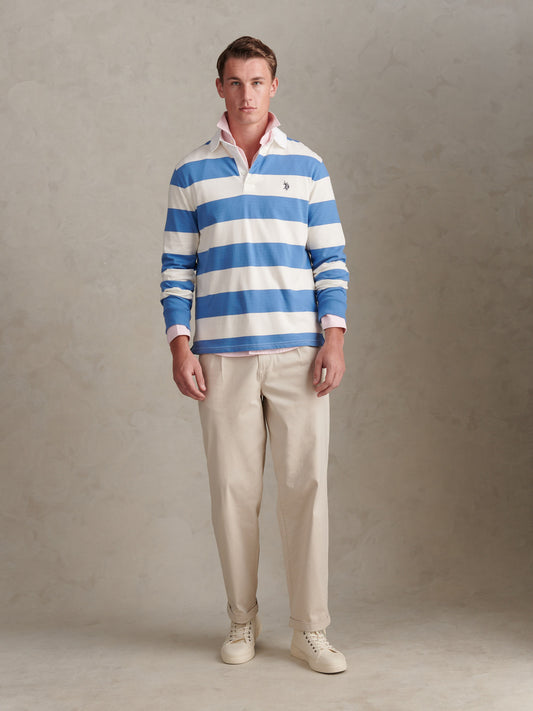 Mens Classic Stripe Rugby Shirt Whisper White