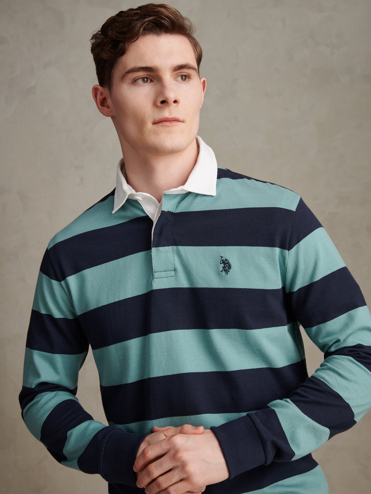 Mens Classic Stripe Rugby Shirt Arctic