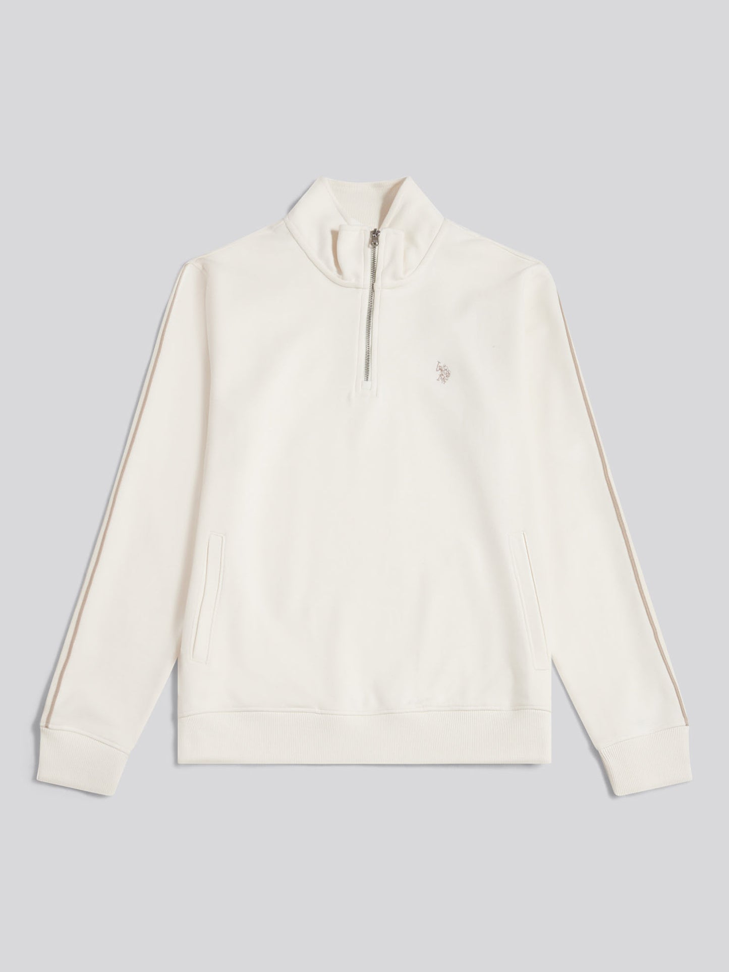 Mens Interlock Taped Funnel Sweatshirt Whisper White