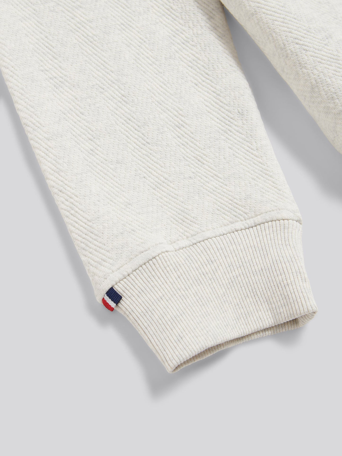 Mens Herringbone Zip Funnel Sweatshirt Light Grey Marl