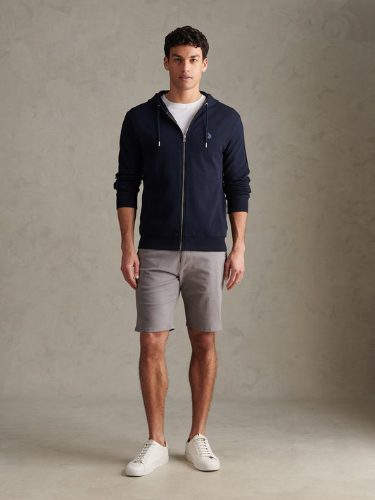 Mens Double Horsemen Interlock Zip Hoodie Dark Sapphire Navy
