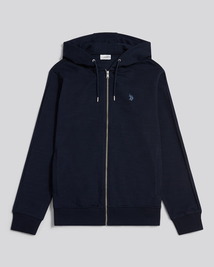 Mens Double Horsemen Interlock Zip Hoodie Dark Sapphire Navy