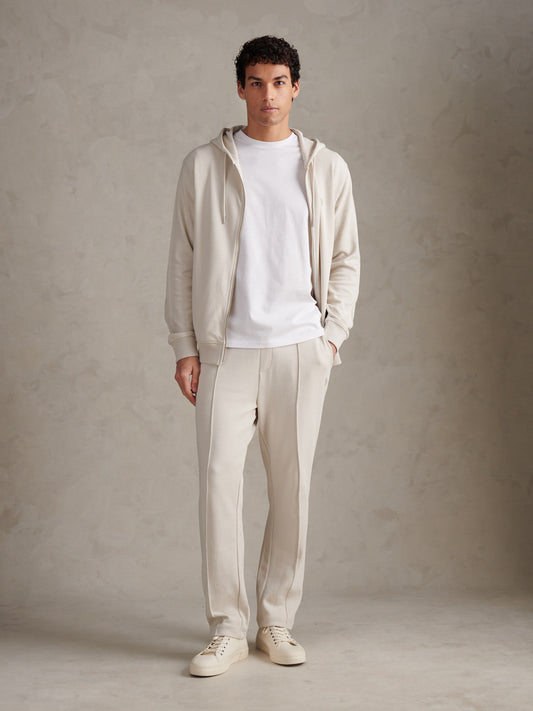 Mens Double Horsemen Interlock Zip Hoodie Beige