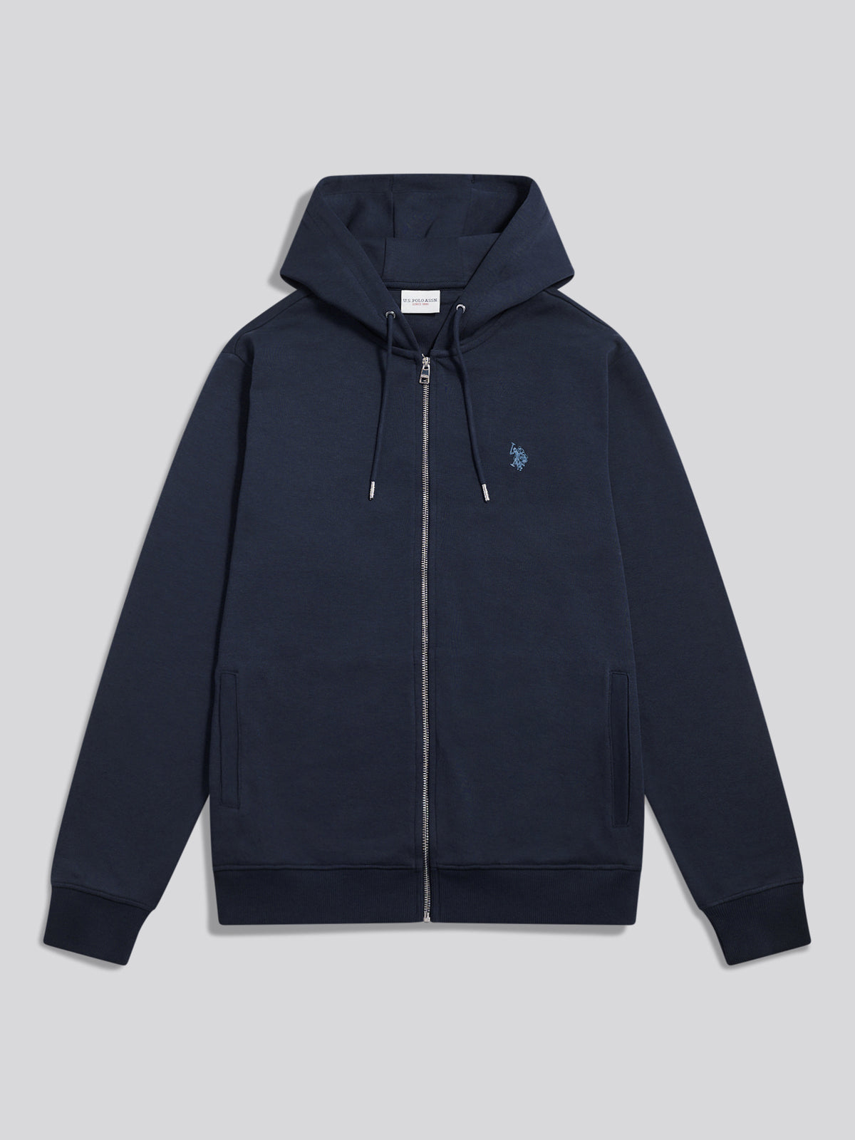 Mens Double Horsemen Interlock Zip Hoodie Dark Sapphire Navy / Haute Red DHM