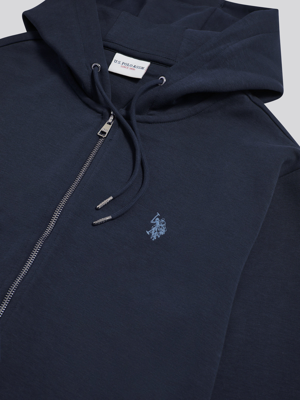 Mens Double Horsemen Interlock Zip Hoodie Dark Sapphire Navy / Haute Red DHM