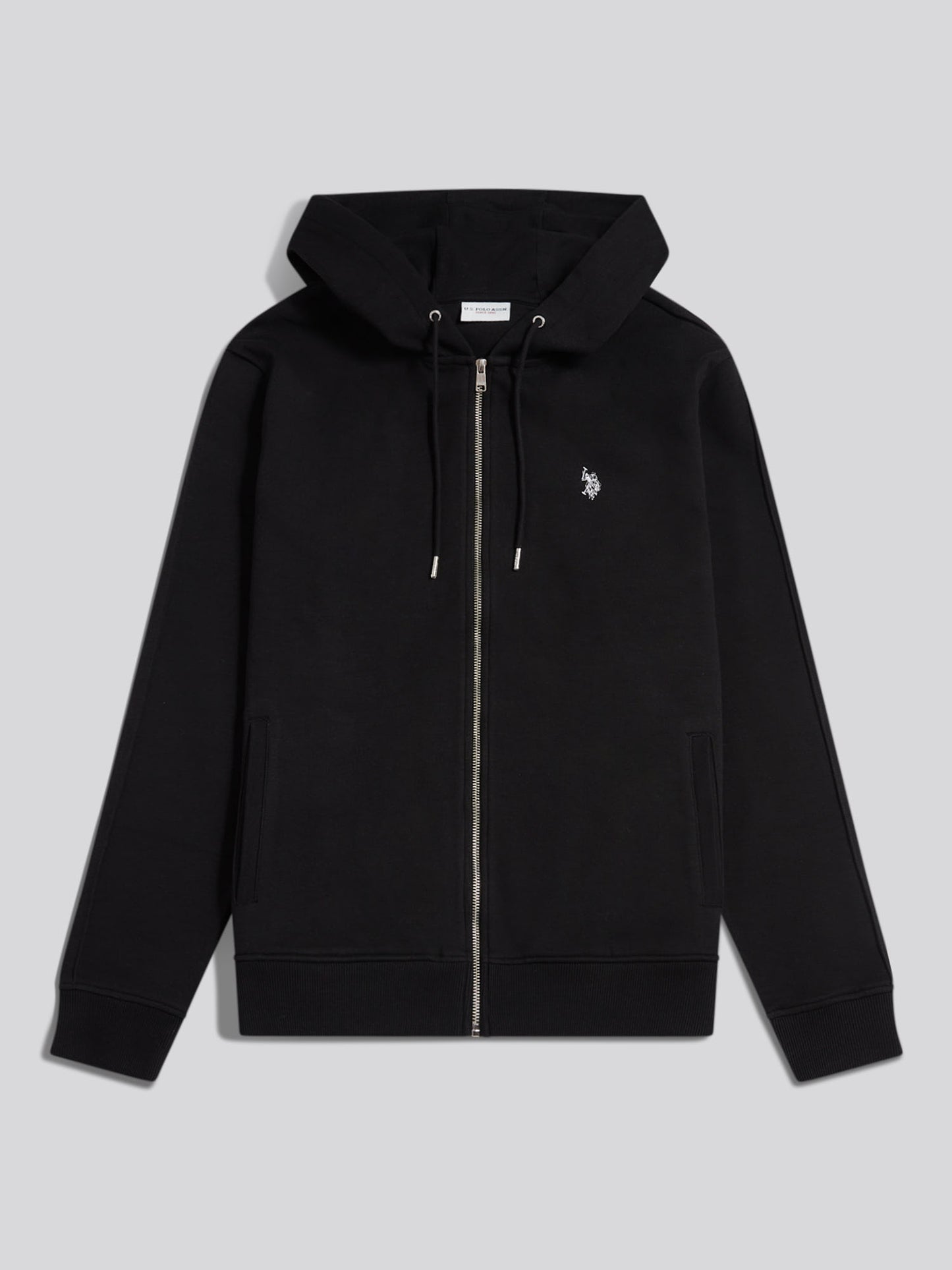 Mens Double Horsemen Interlock Zip Hoodie Black Bright White DHM