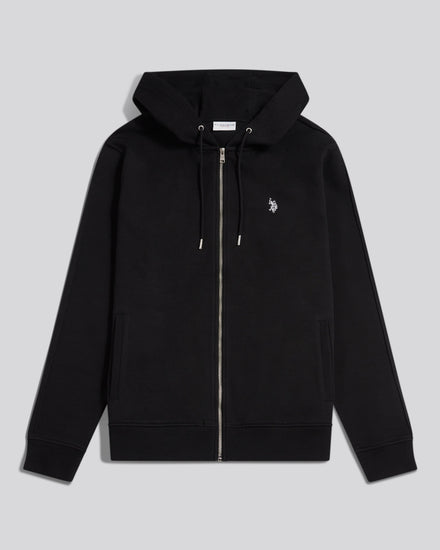 Mens Double Horsemen Interlock Zip Hoodie Black Bright White DHM