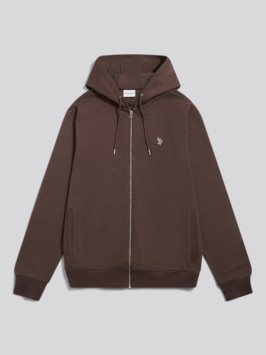 Mens Double Horsemen Interlock Zip Hoodie Bracken