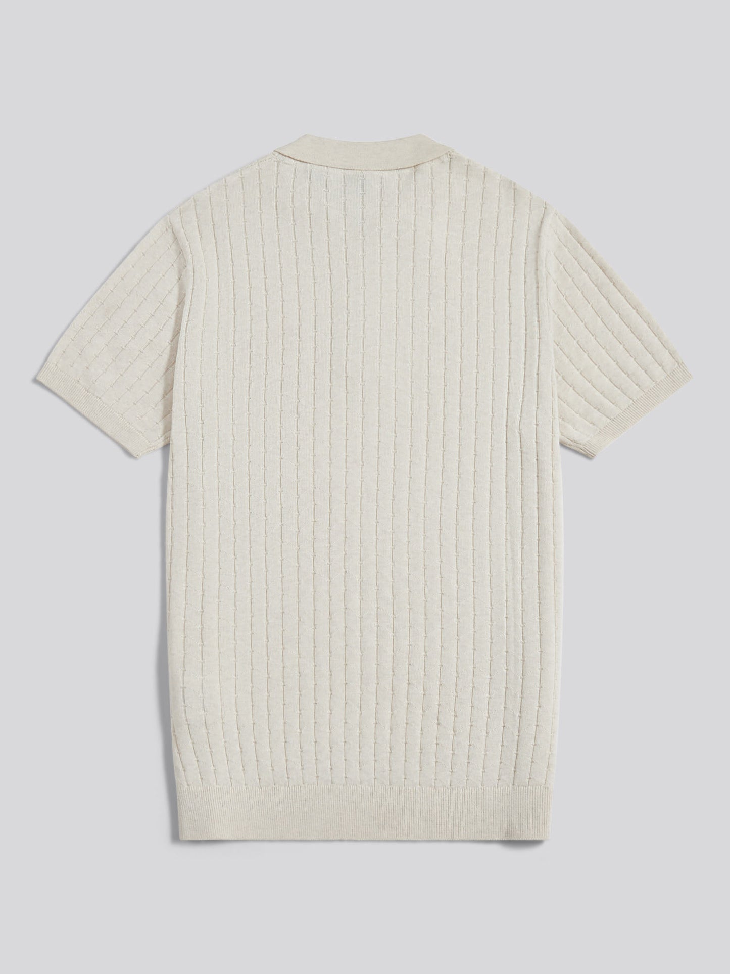 Mens Zip Knit Short Sleeve Polo Shirt Birch Marl