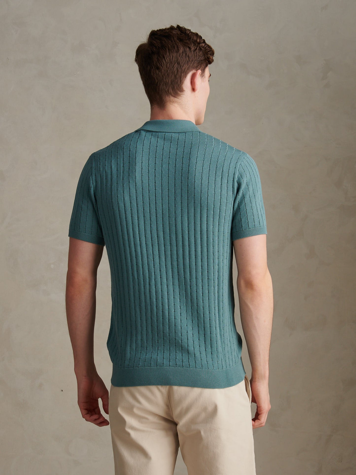 Mens Zip Knit Short Sleeve Polo Shirt Arctic