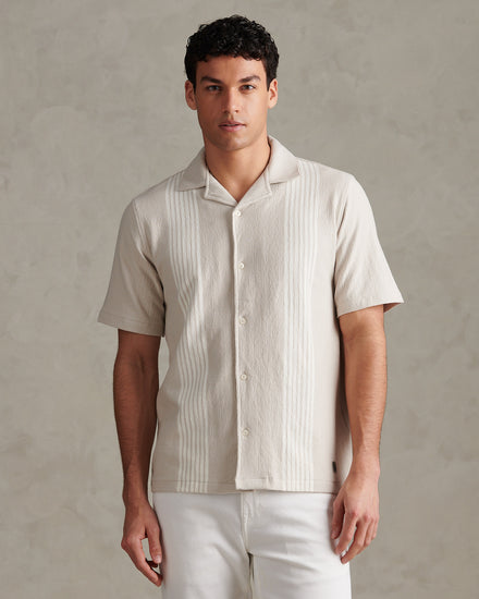 Mens Flat Pile Terry Revere Shirt Beige