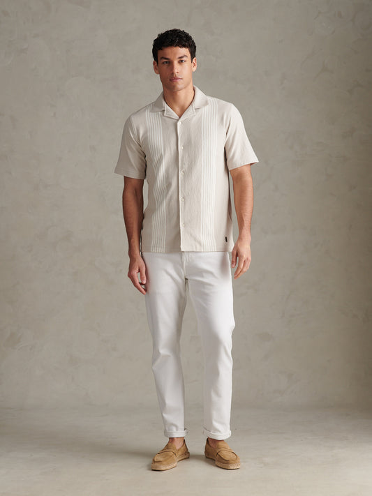Mens Flat Pile Terry Revere Shirt Beige