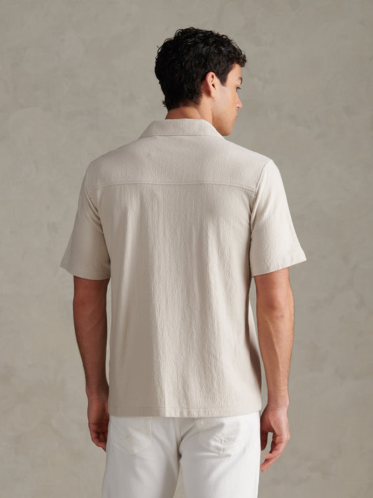 Mens Flat Pile Terry Revere Shirt Beige