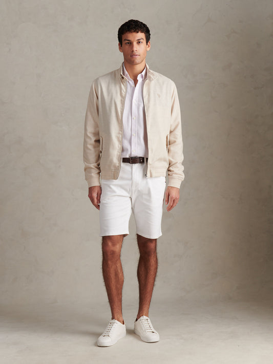 Mens Linen Blend Harrington Jacket Beige