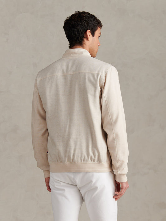 Mens Linen Blend Harrington Jacket Beige